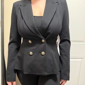 Rachel Parcell Elegant Black Blazer with Crystal Buttons